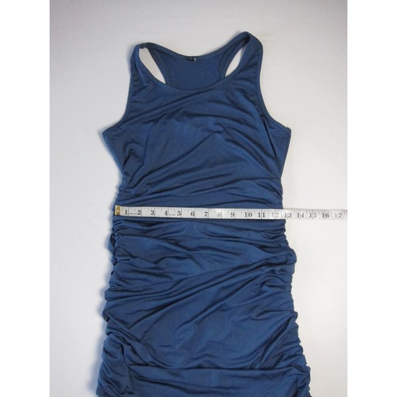 Zeagoo Prussian Blue Ruched Bodycon Stretch Sleeveless Midi Dress Size M - Picture 7 of 9